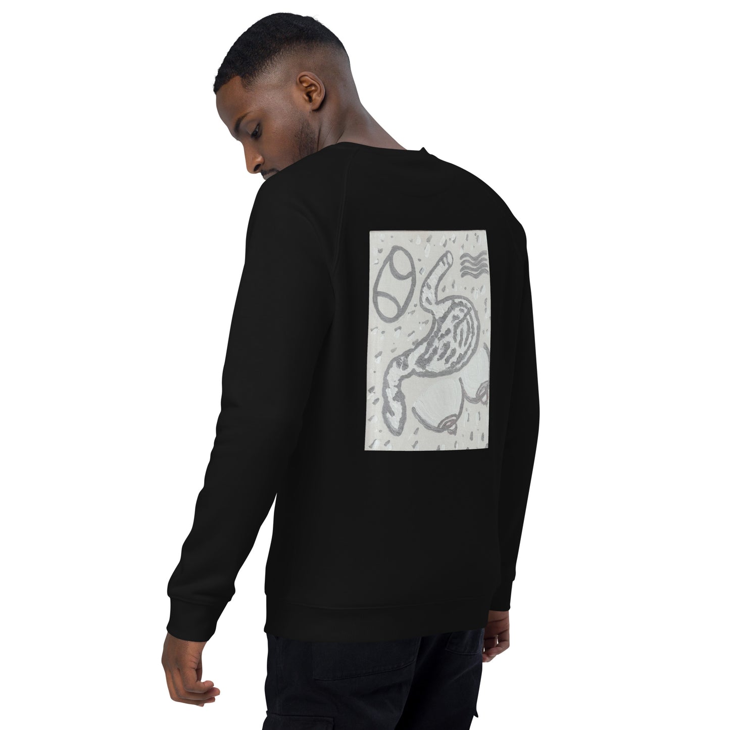 zodiac cancer Unisex organic raglan sweatshirt